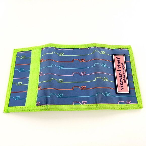 Vineyard Vines Colorful Whale Tri-fold Wallet Hook & Loop Closure - Picture 4 of 4